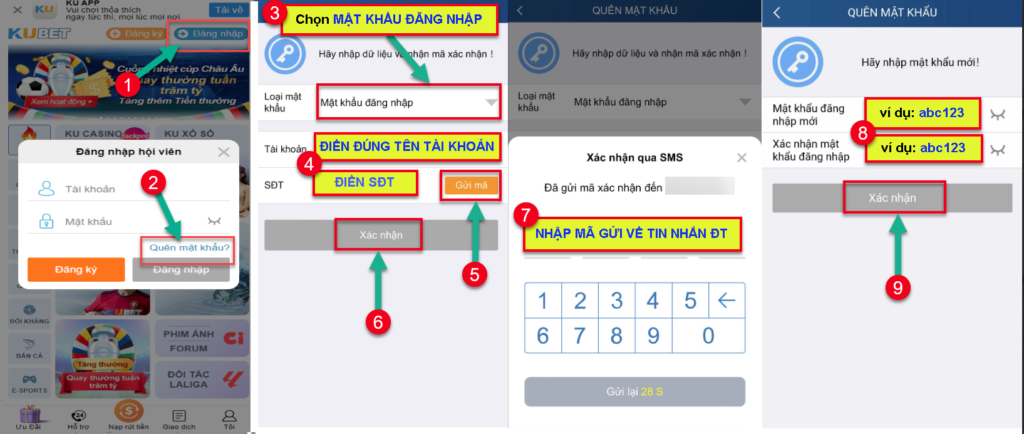 Hướng dẫn đổi mật khẩu đăng nhập kubet