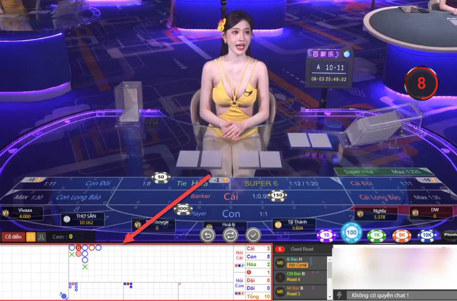 Bảng cầu baccarat trong ku casino